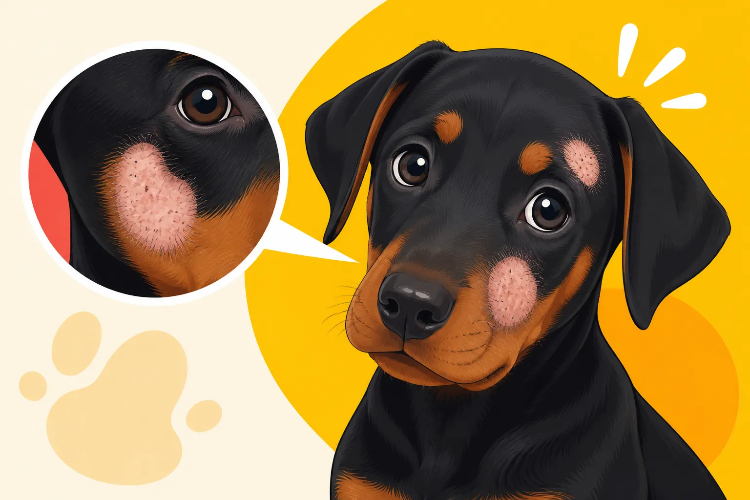 Bald Patches on a Doberman Puppy's Face