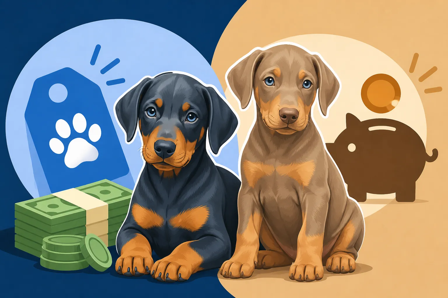 What a Blue or Fawn Doberman Puppy Costs