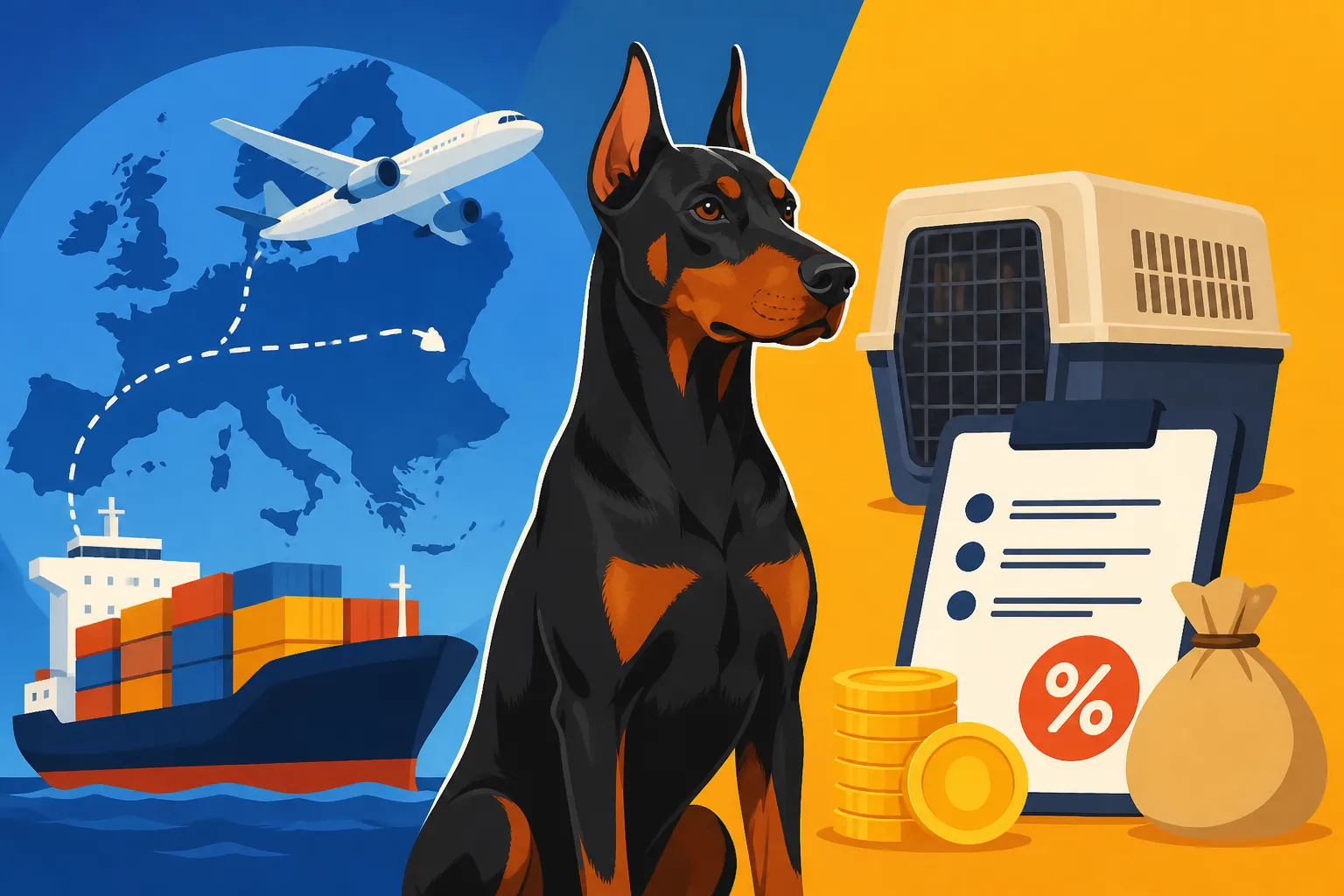 Shipping and Import Fees on a European Doberman