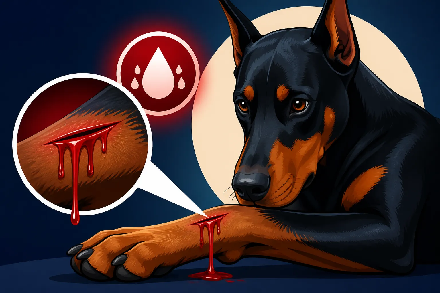 A Doberman That Bleeds Too Long From a Cut