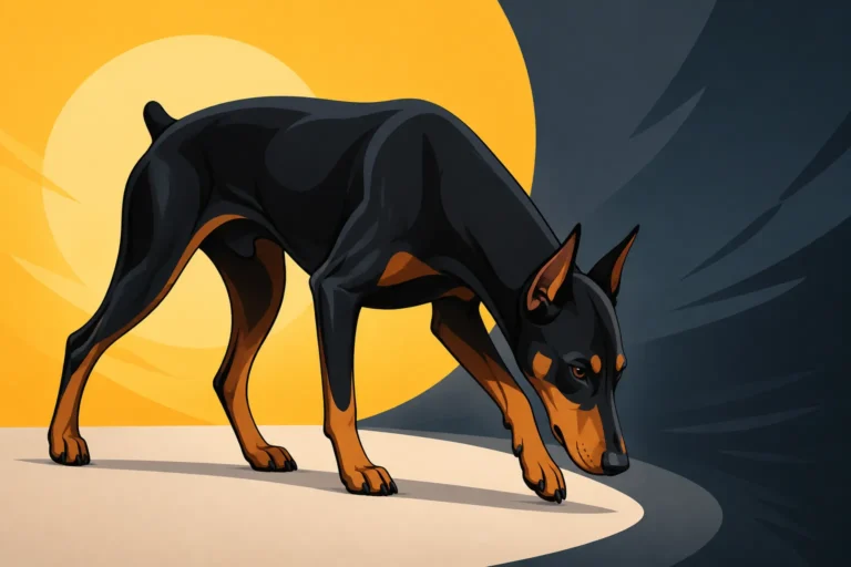 A Doberman That Walks With Its Head Down