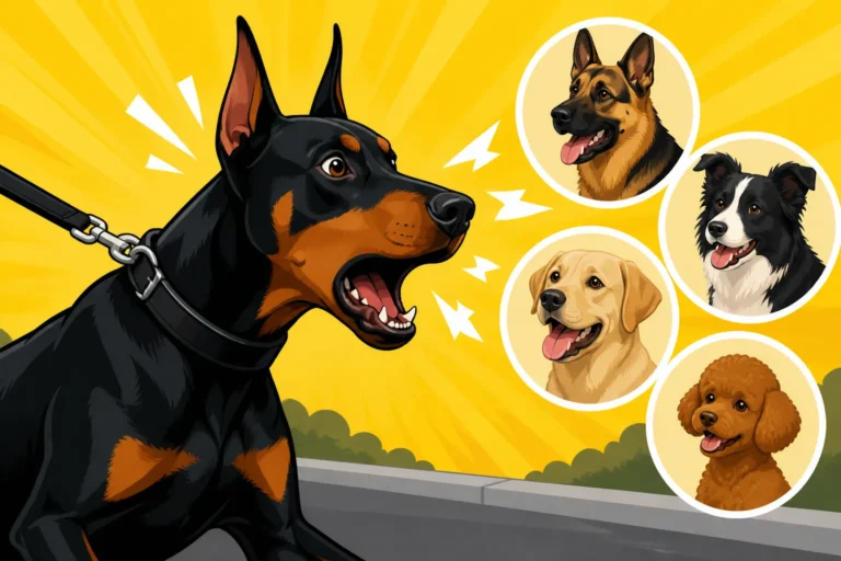 A Doberman That Reacts to Every Dog It Sees