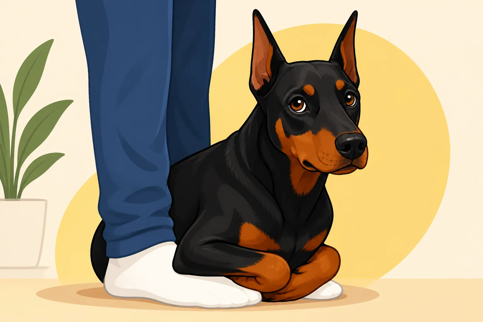 A Doberman That Sits on Your Feet