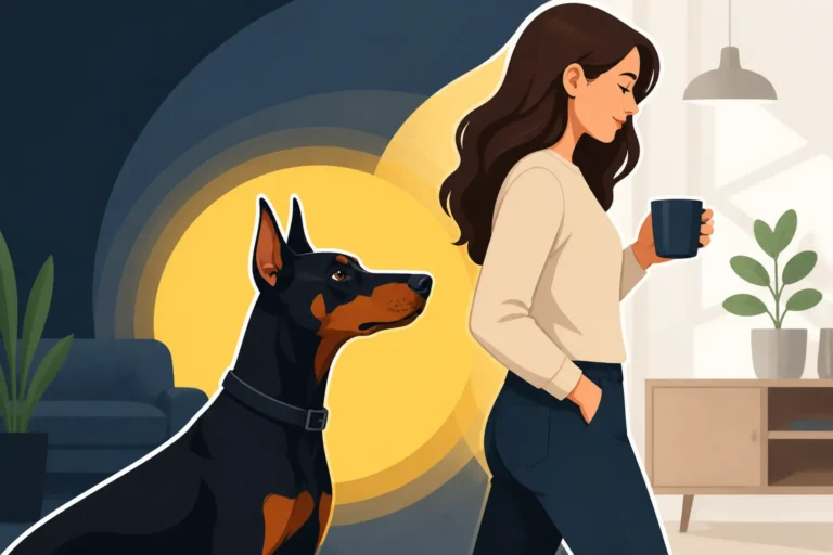 A Doberman That Shadows One Family Member