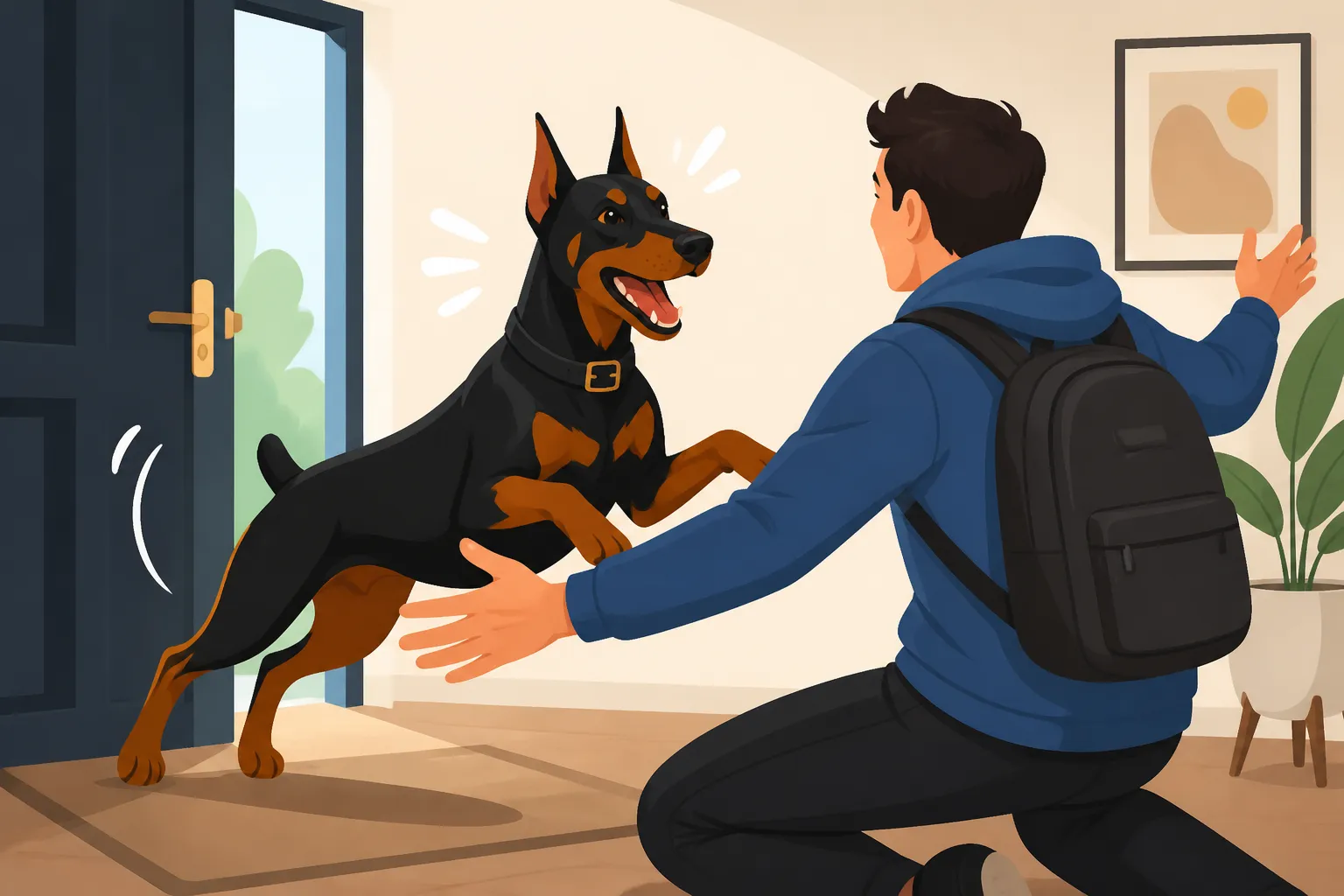 How a Doberman Behaves When You Come Home