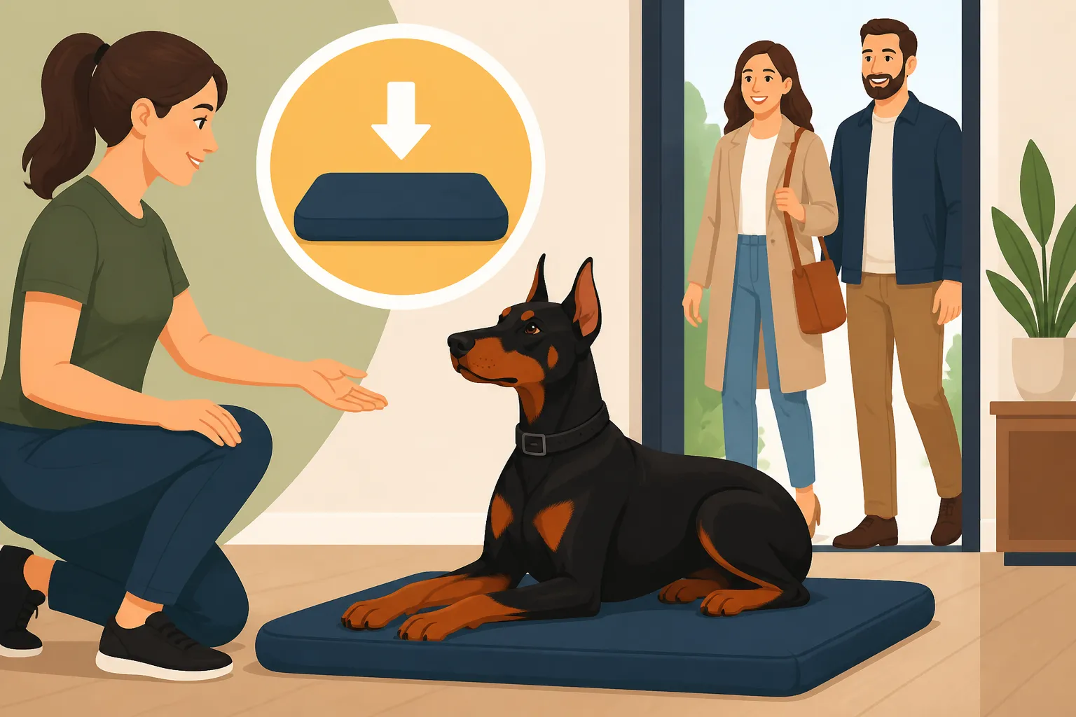 Teaching a Doberman to Go to a Mat for Guests