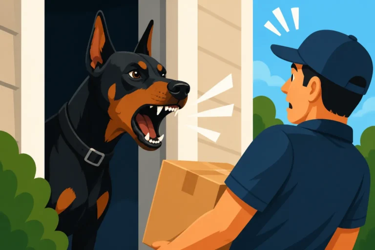 A Doberman That Growls at Delivery Drivers