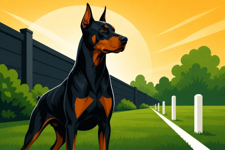 A Doberman That Guards the Yard Line