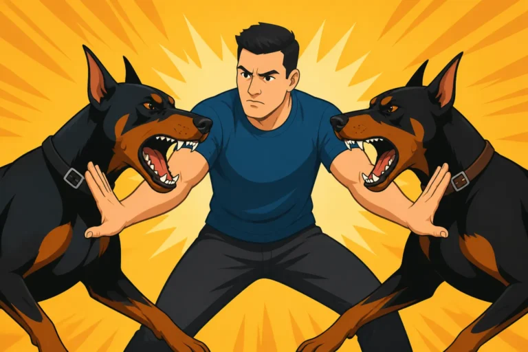 Breaking Up a Fight Between Dobermans
