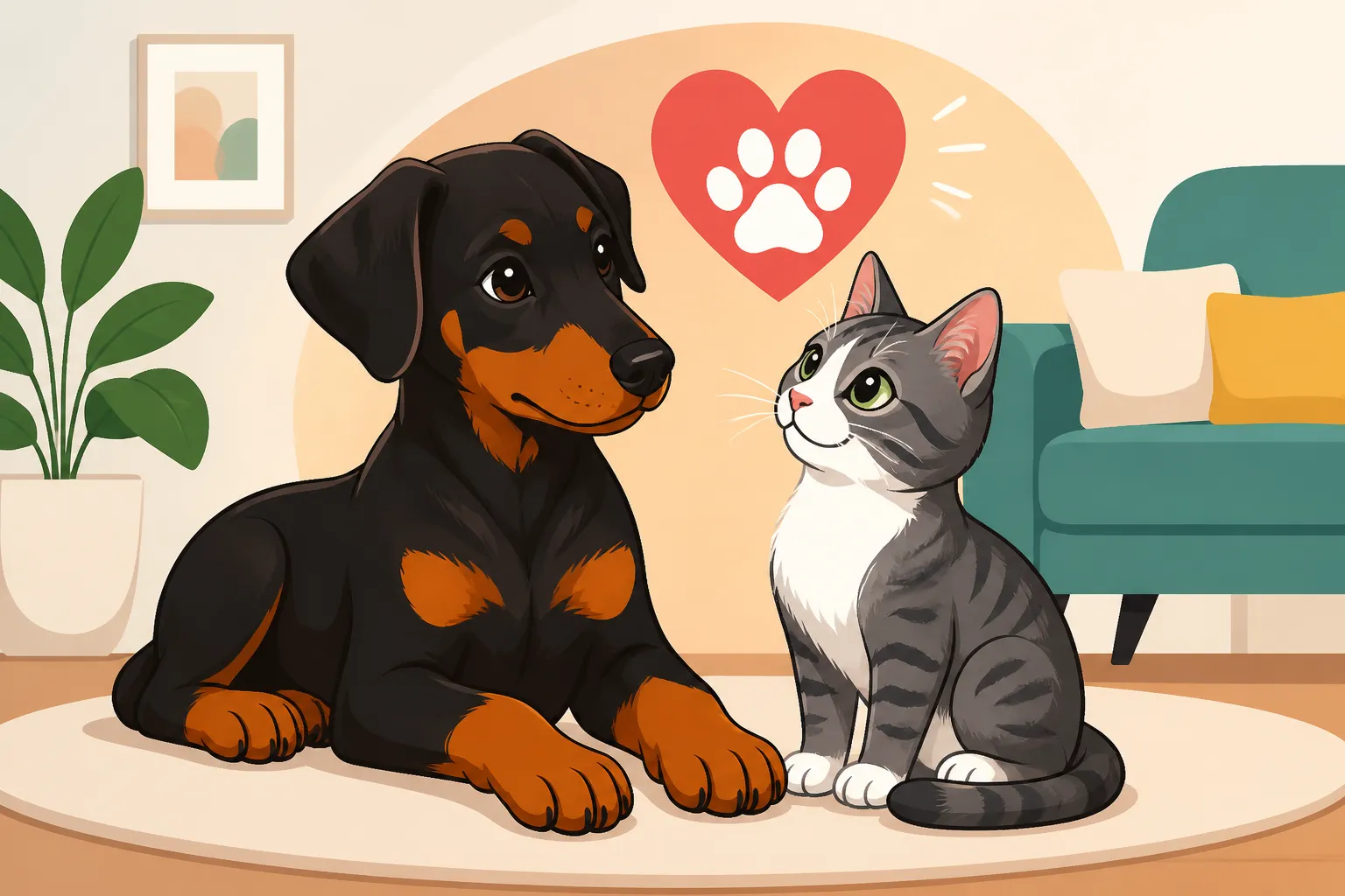 Raising a Doberman Puppy With a Cat