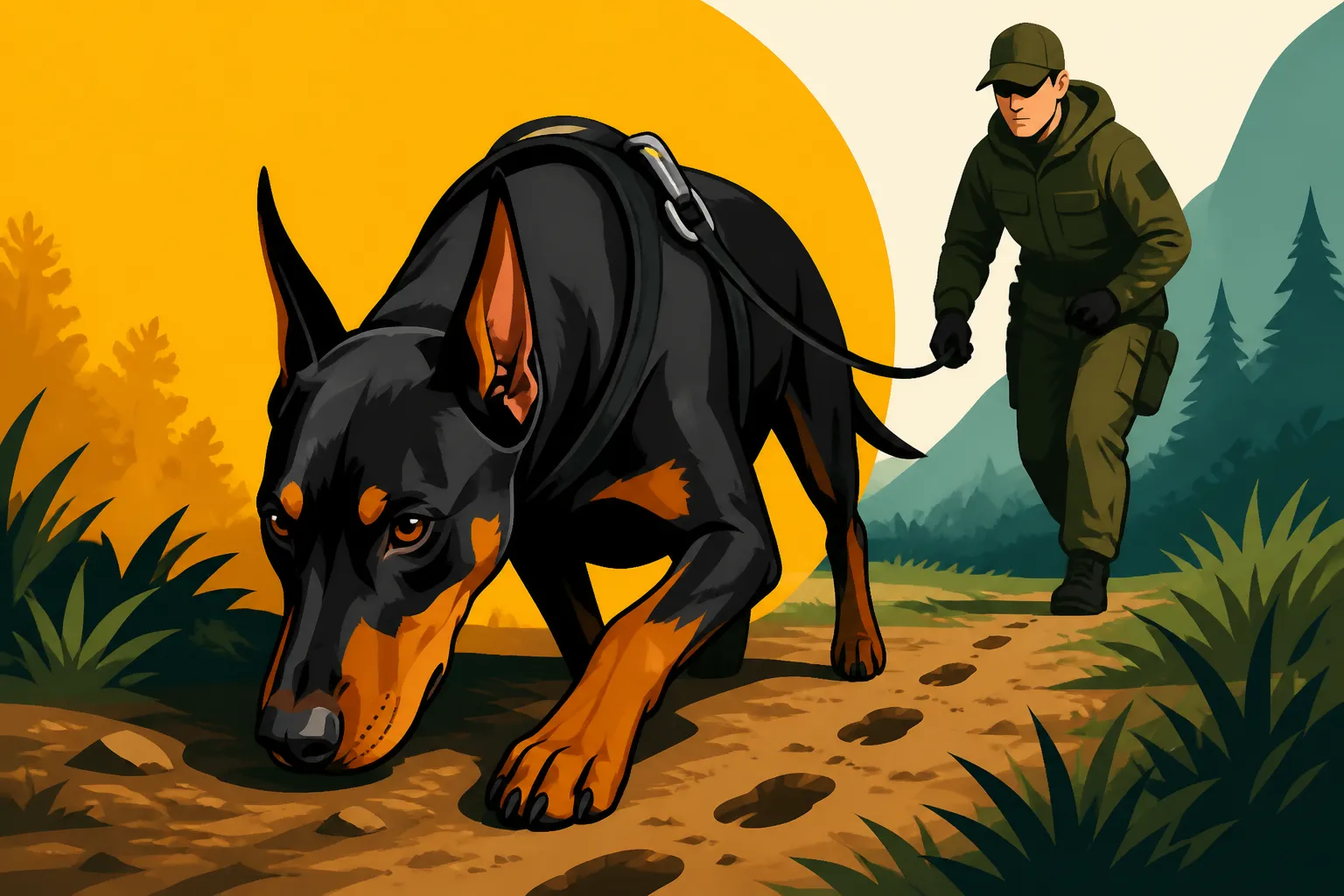 Tracking Work With a Doberman