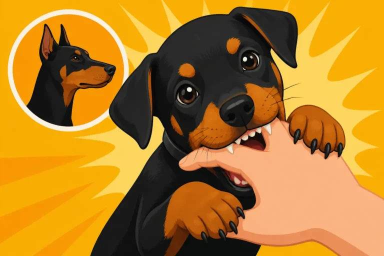 Doberman Puppy Teeth on Hands