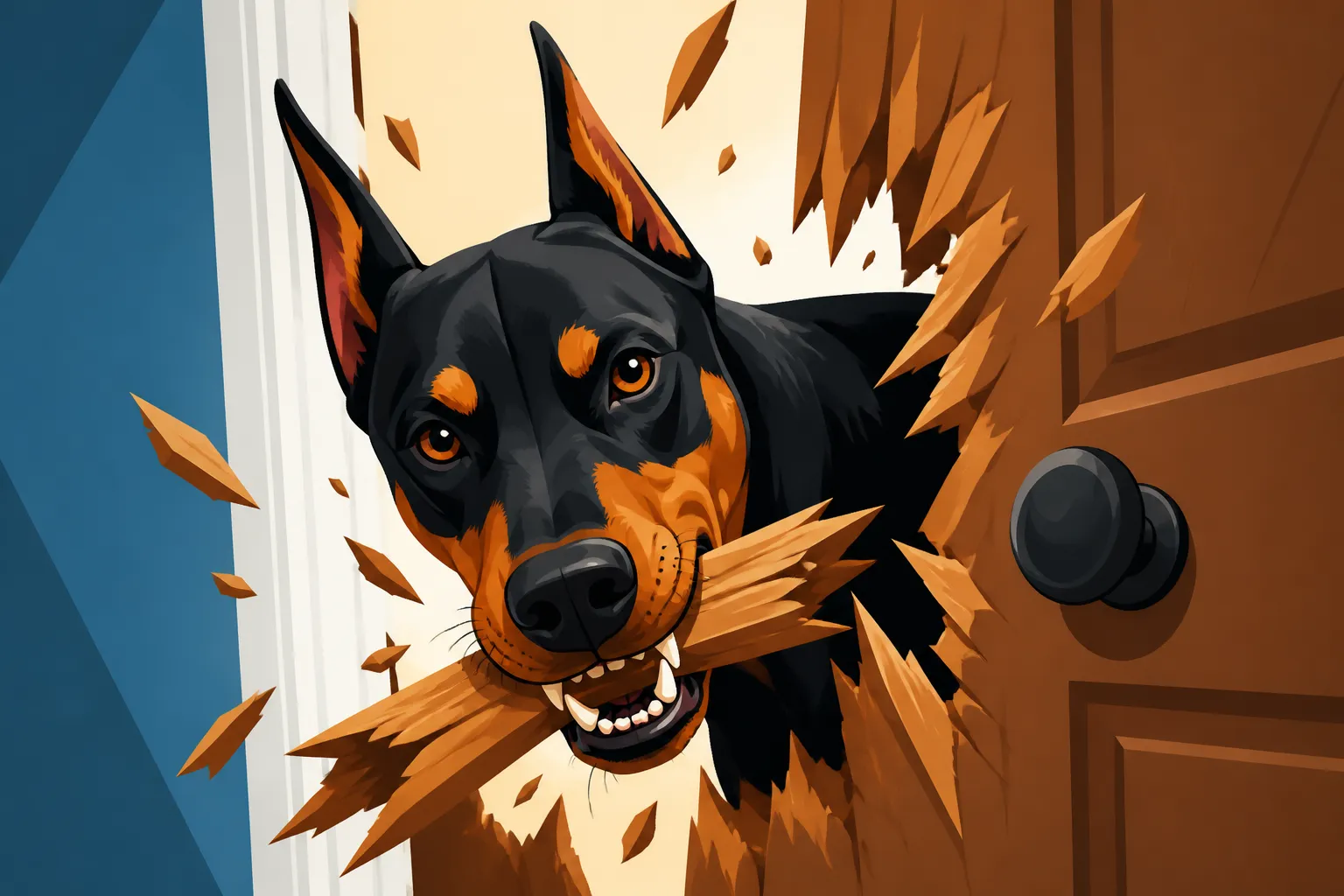 A Doberman That Chews Through the Door