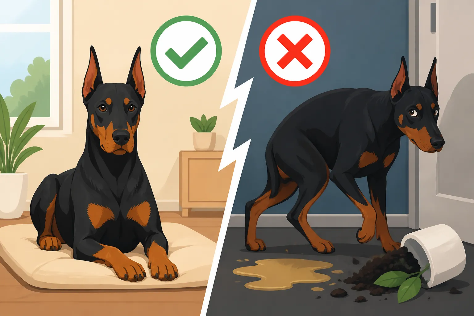 A House-Trained Doberman That Slips Back