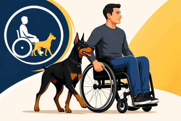 Teaching a Doberman to Heel Beside a Wheelchair
