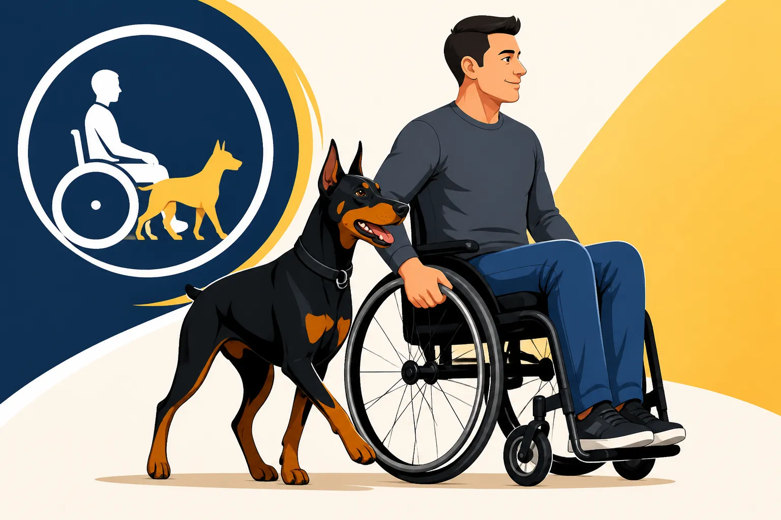 Teaching a Doberman to Heel Beside a Wheelchair