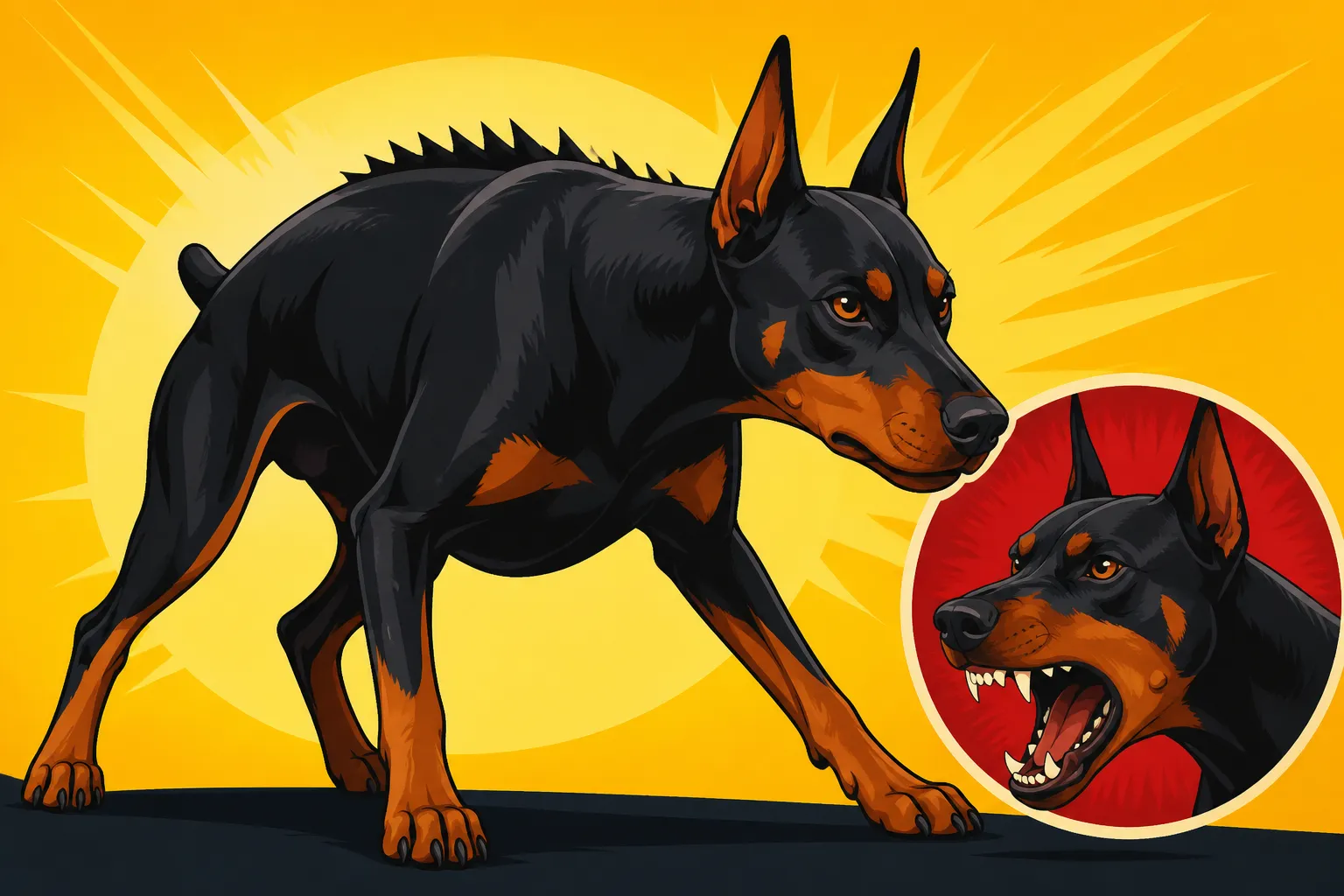 A Doberman That Stiffens Before It Growls