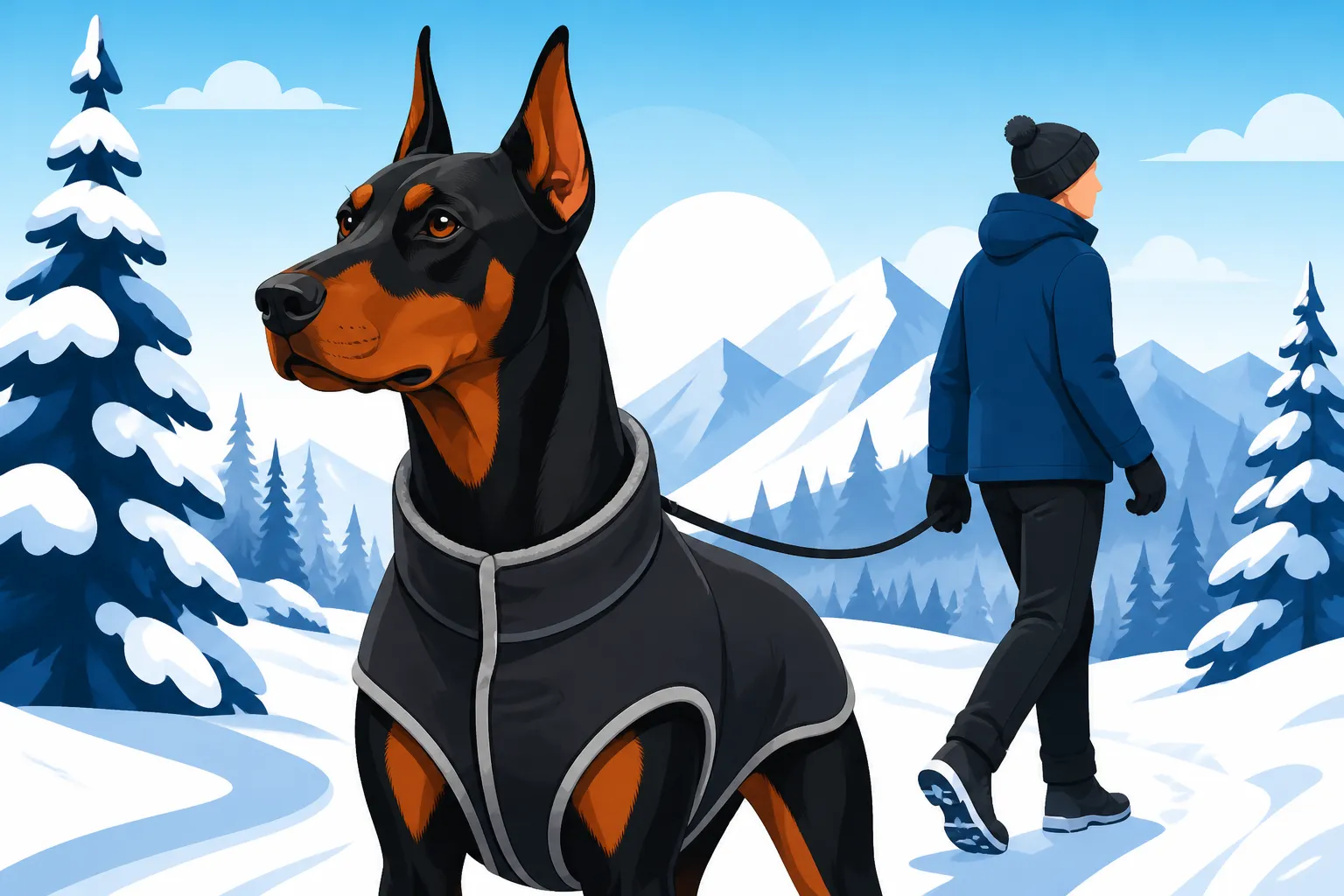 Winter Walks With a Thin-Coated Doberman