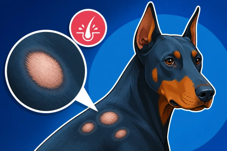 Bald Patches on a Blue Doberman