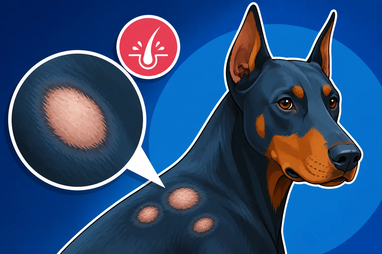 Bald Patches on a Blue Doberman