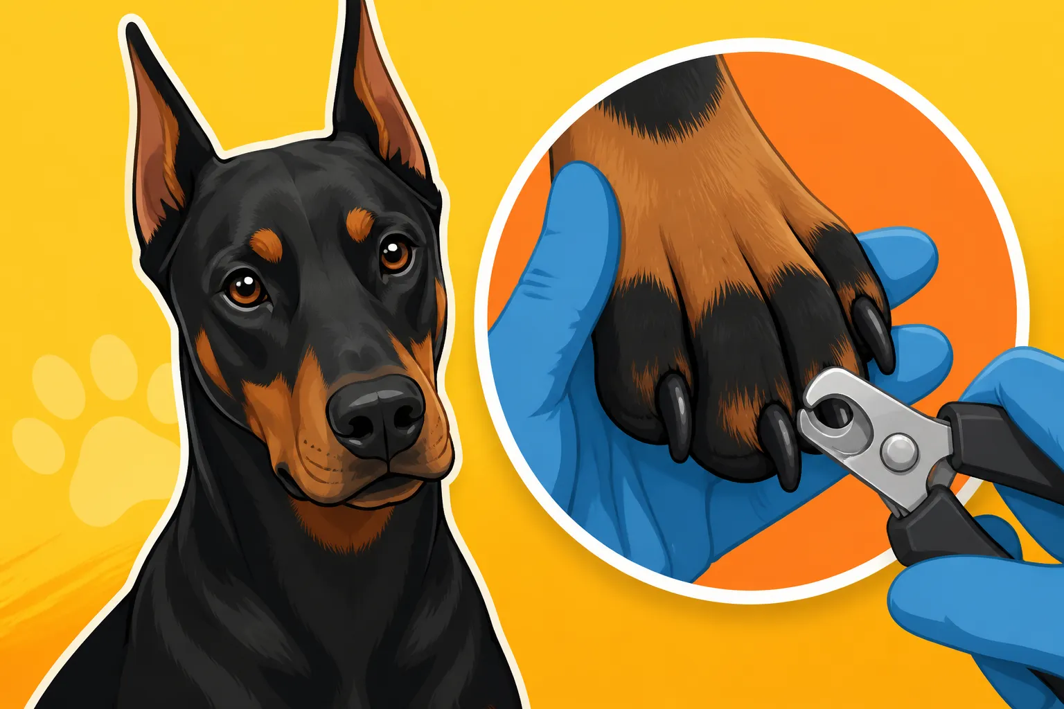 Nail Trims on a Doberman With All-Black Nails