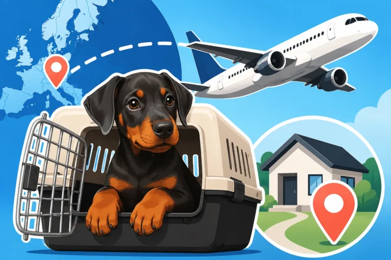 Flying a Doberman Puppy in From Europe