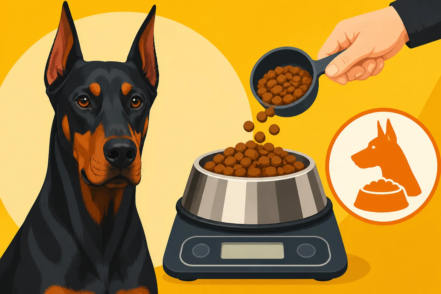 Weighing a Doberman's Ration Daily