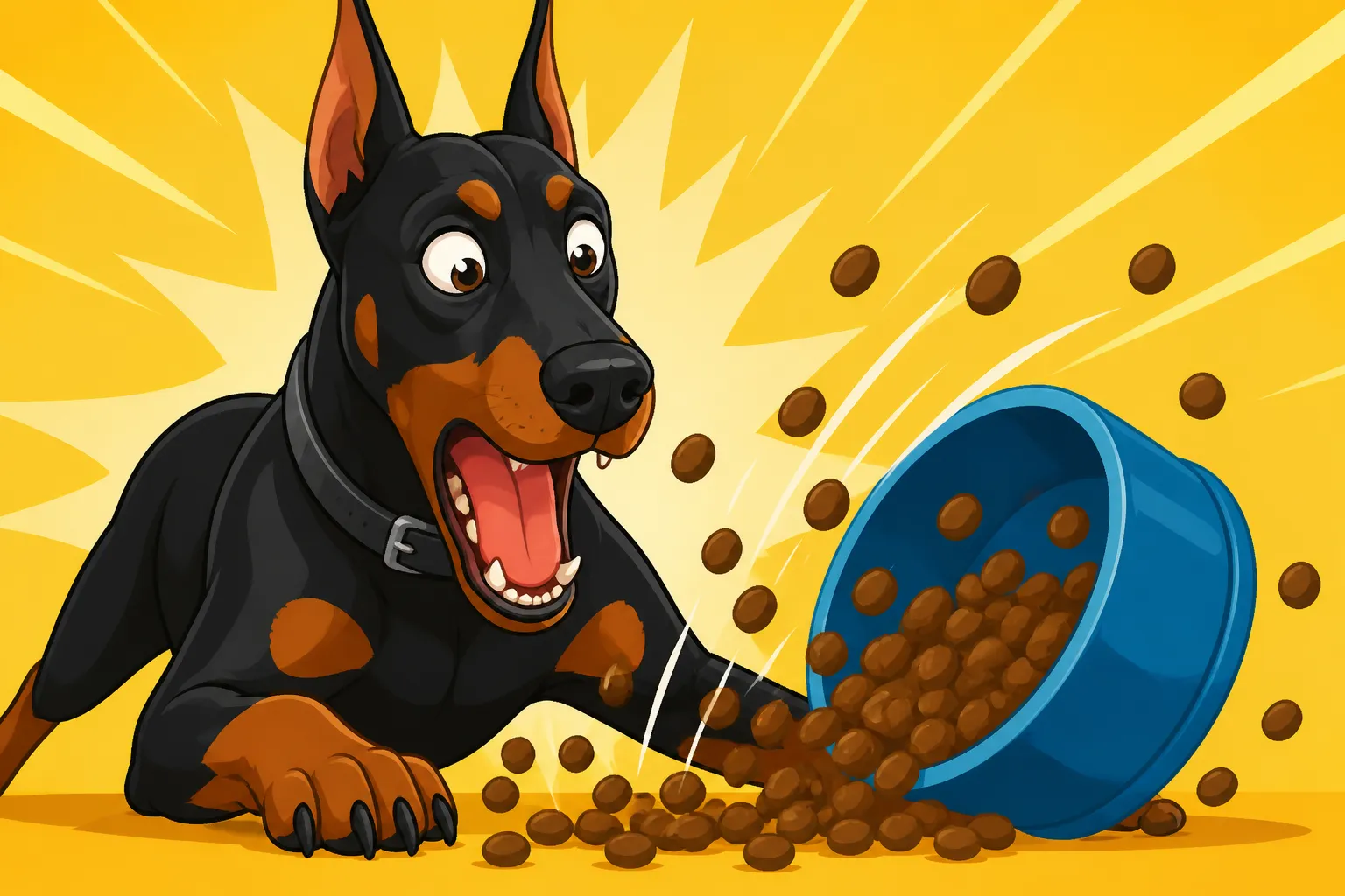 A Doberman That Cannot Hold Down Kibble