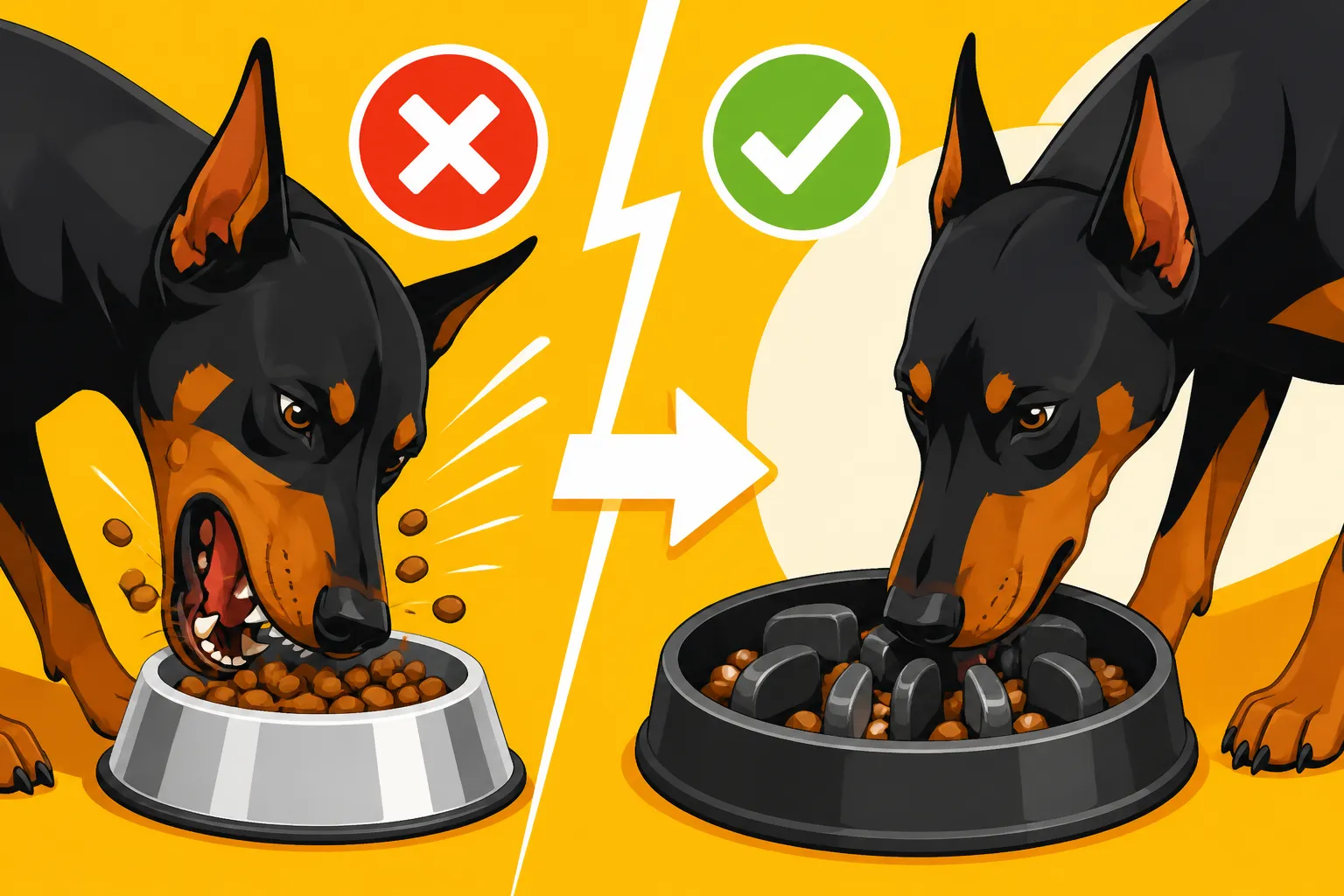Bowls That Stop a Doberman Swallowing Its Dinner