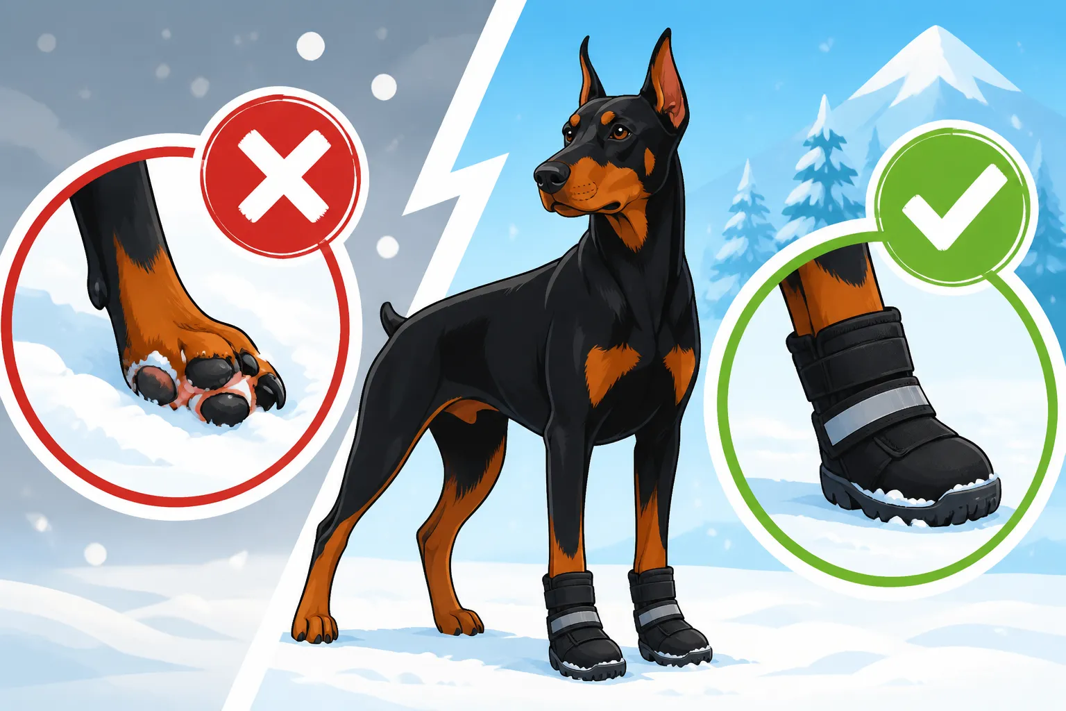 Whether a Doberman Needs Boots in Snow