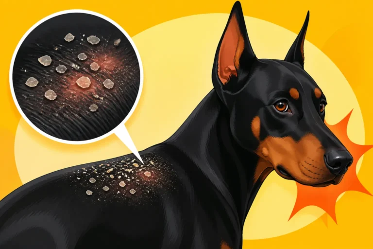 Flaky Skin Along a Doberman's Back