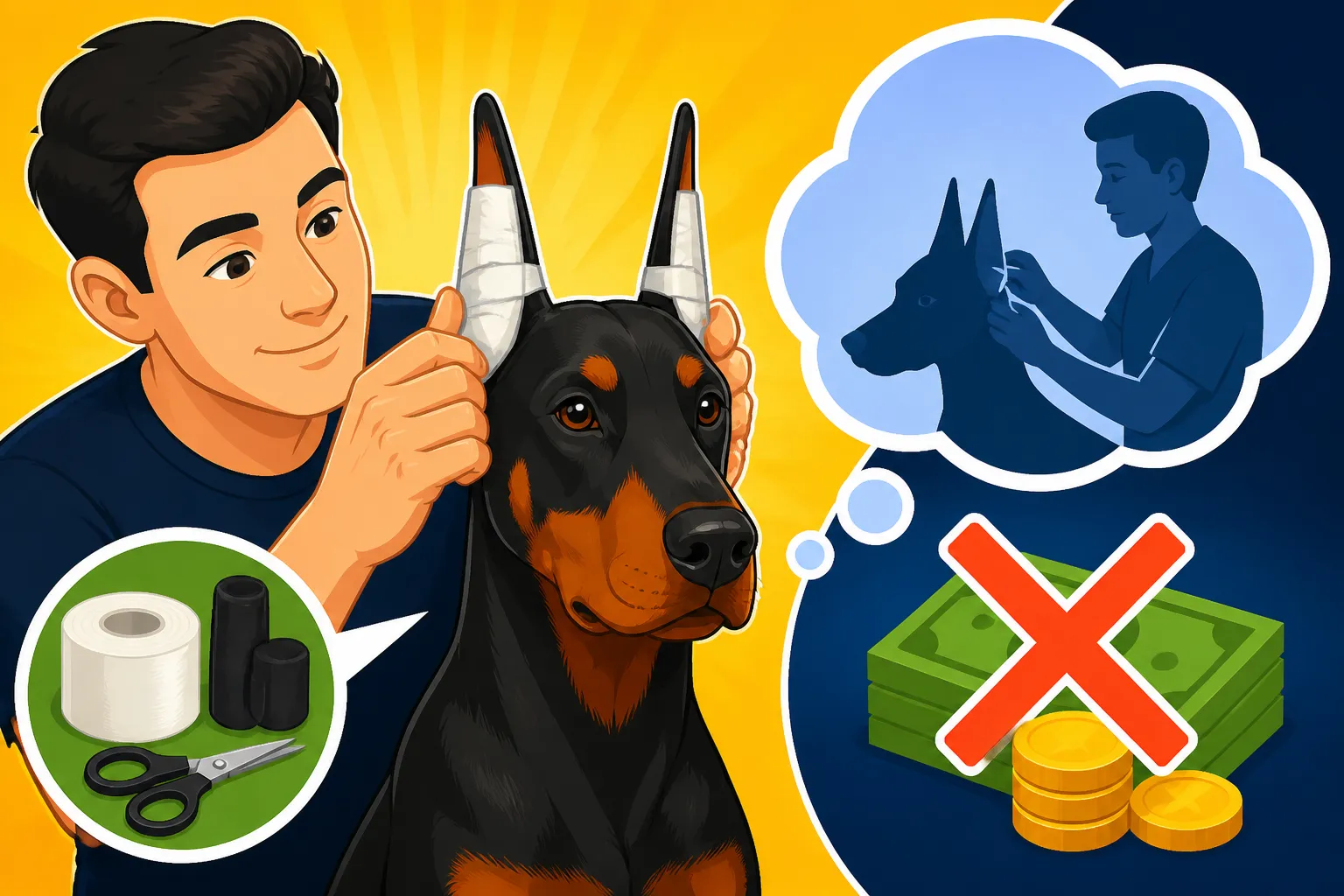 Posting a Doberman's Ears Yourself to Save Money