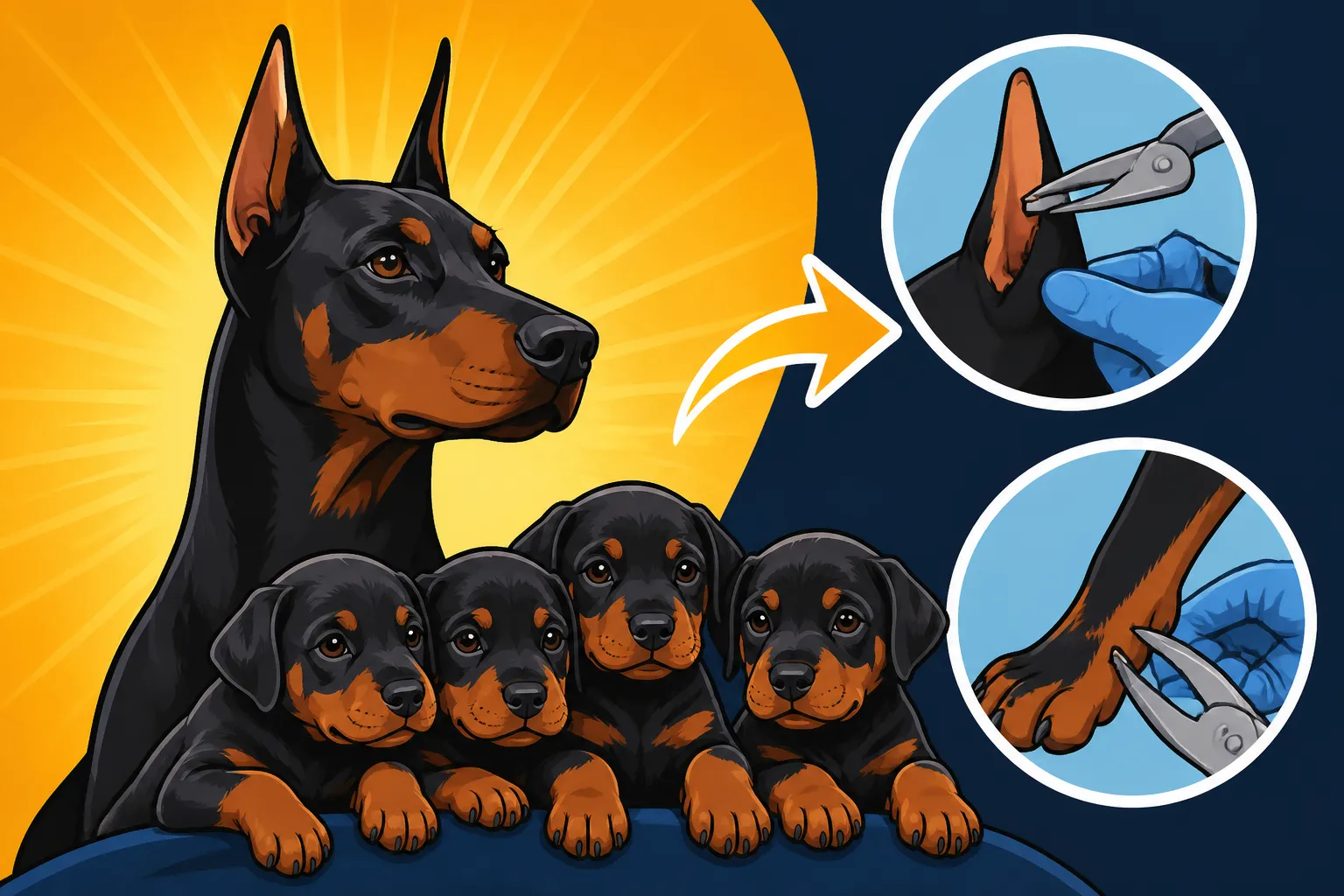 Docking and Dewclaws Billed on a Doberman Litter