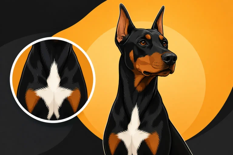 A Doberman With a White Chest Patch