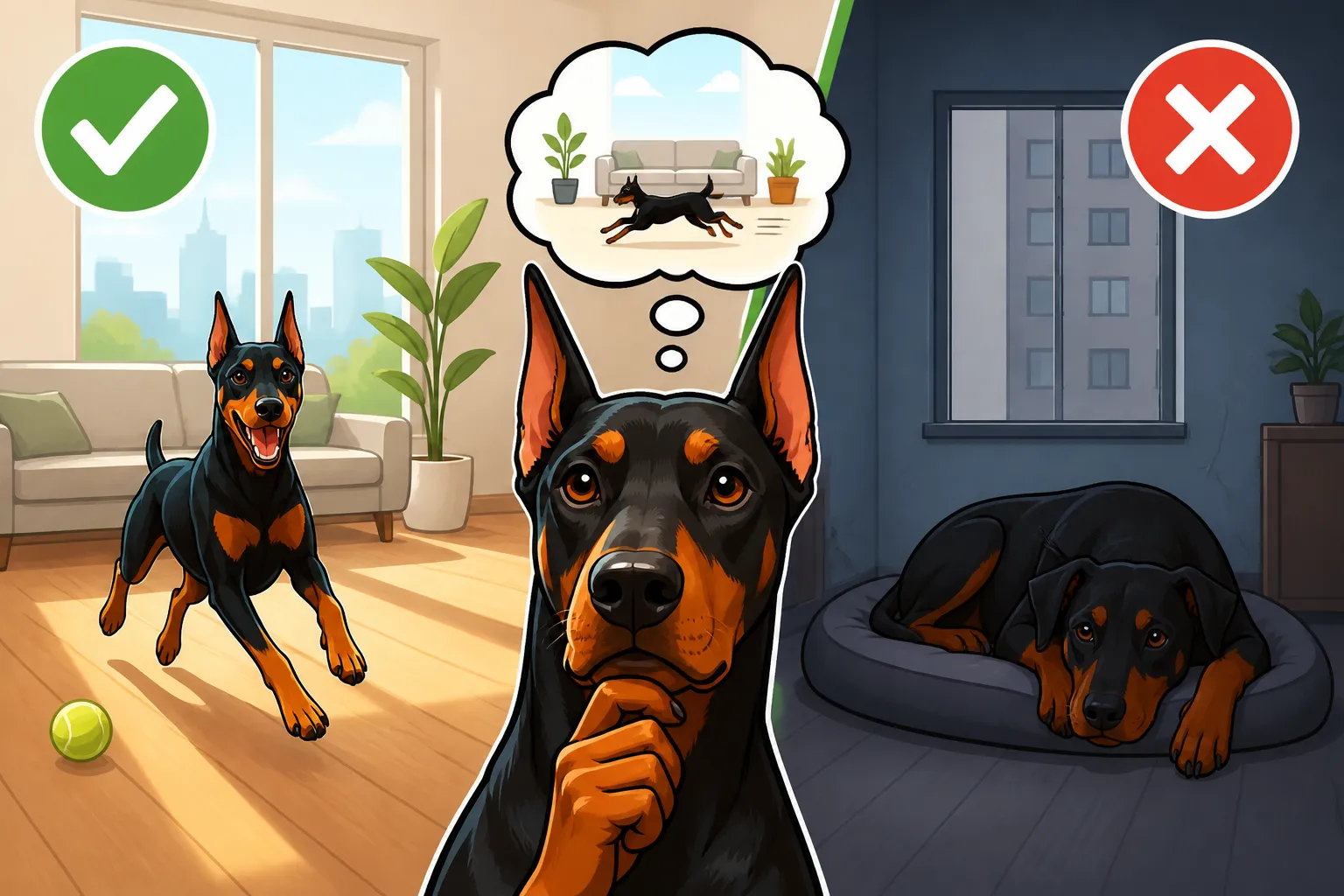 Whether an Apartment Doberman Gets Enough Room