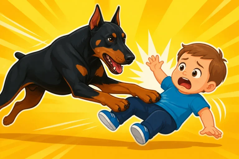 A Doberman That Knocks a Toddler Over