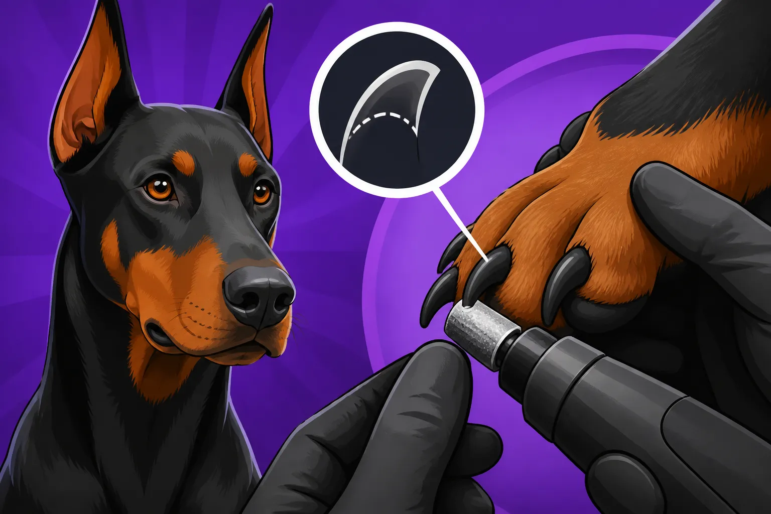 Grinding a Doberman Nail You Cannot See Through