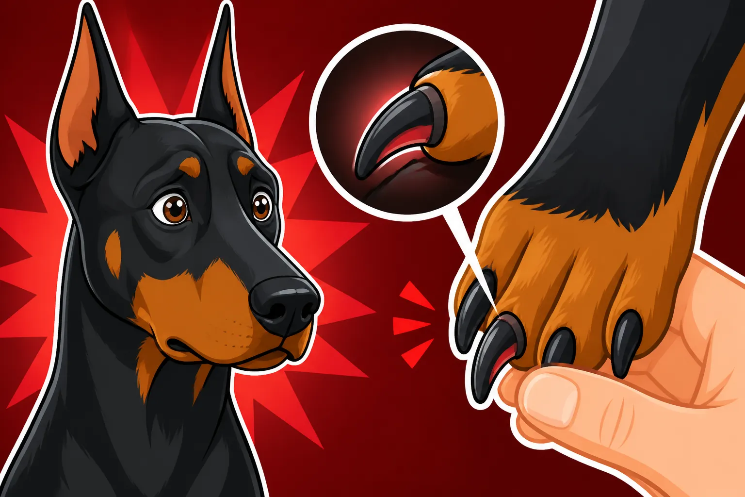 Quicking a Black Doberman Nail