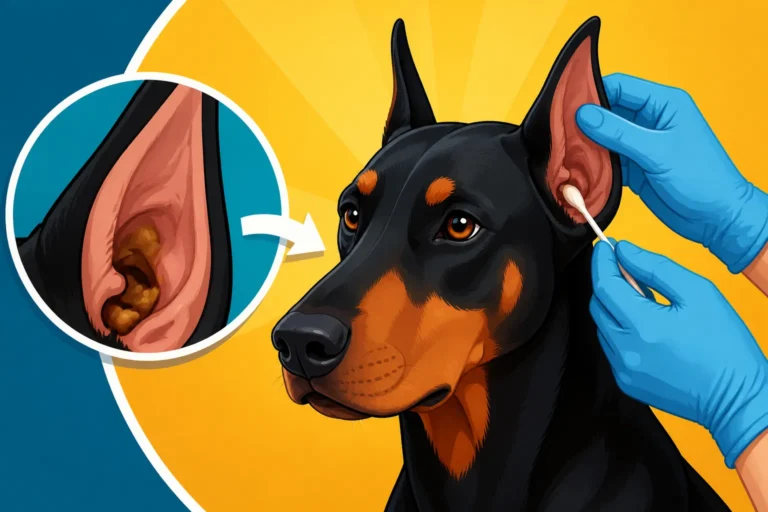 Cleaning Wax From a Cropped Doberman Ear