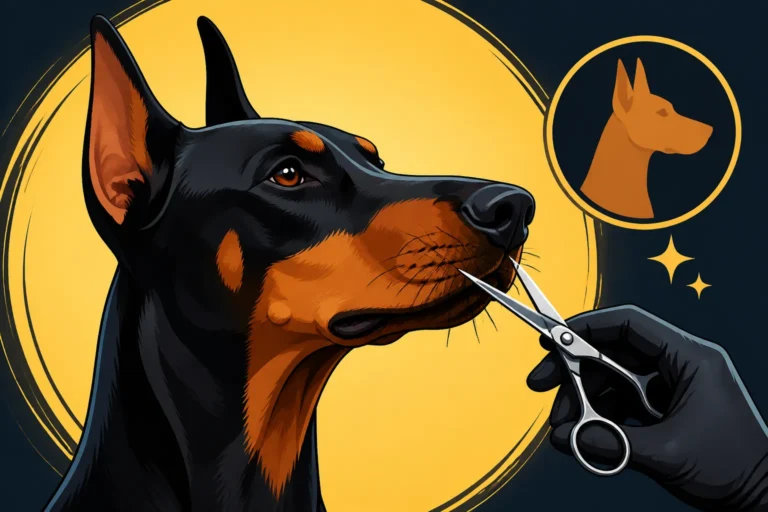 Trimming Whiskers on a Show Doberman
