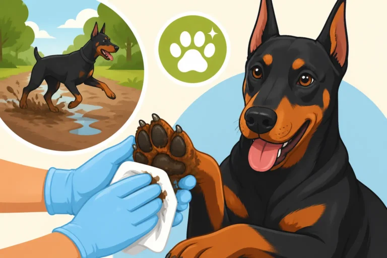 Cleaning a Doberman's Feet After Muddy Walks