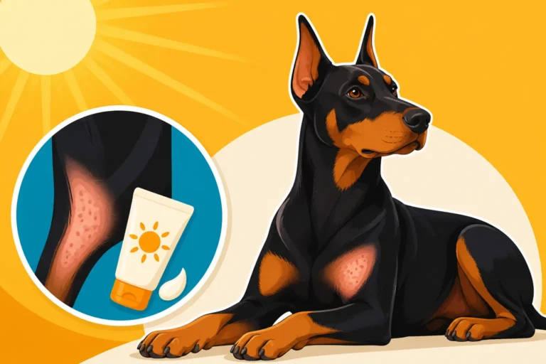 Sun Cream for a Doberman With Bare Skin