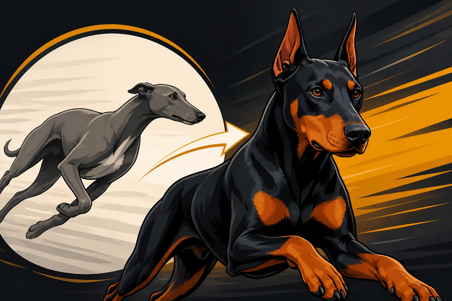The Greyhound Line Behind Doberman Speed
